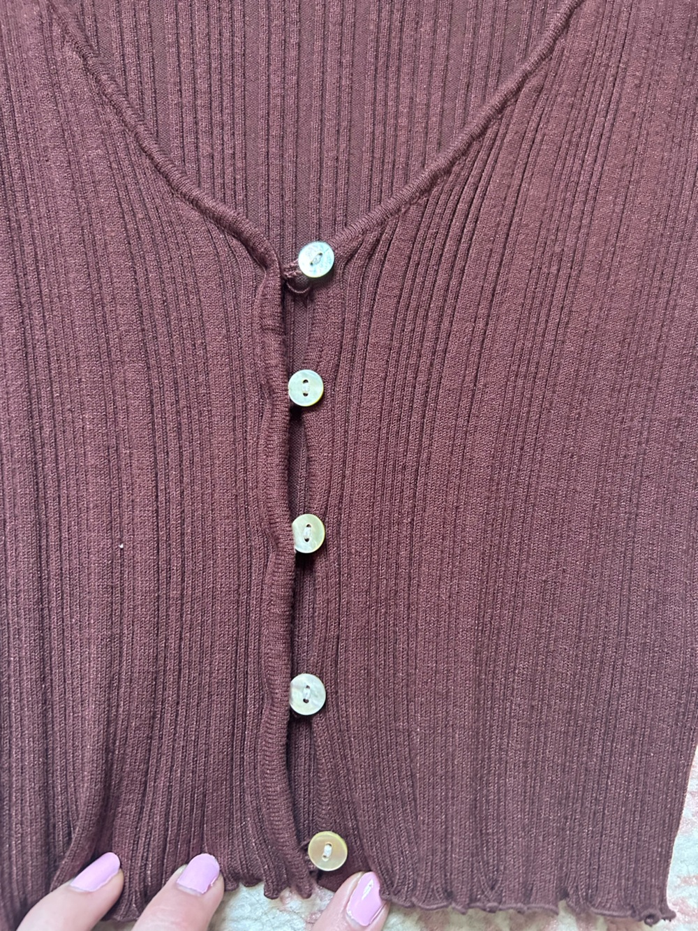 Ribbed Button-Front Top - Picture 3 of 4